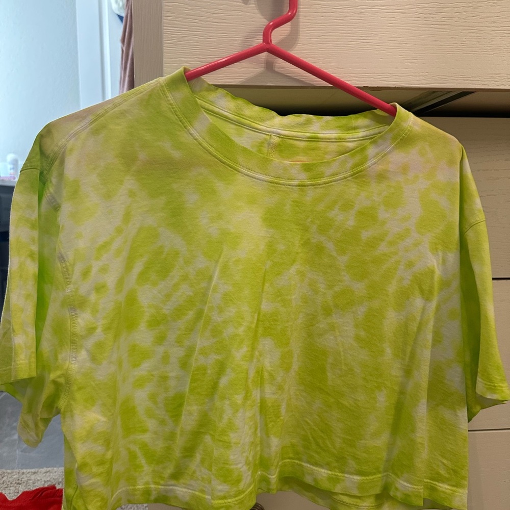 Lululemon Athletica Neon Green Tie-Dye All Yours Crop Top